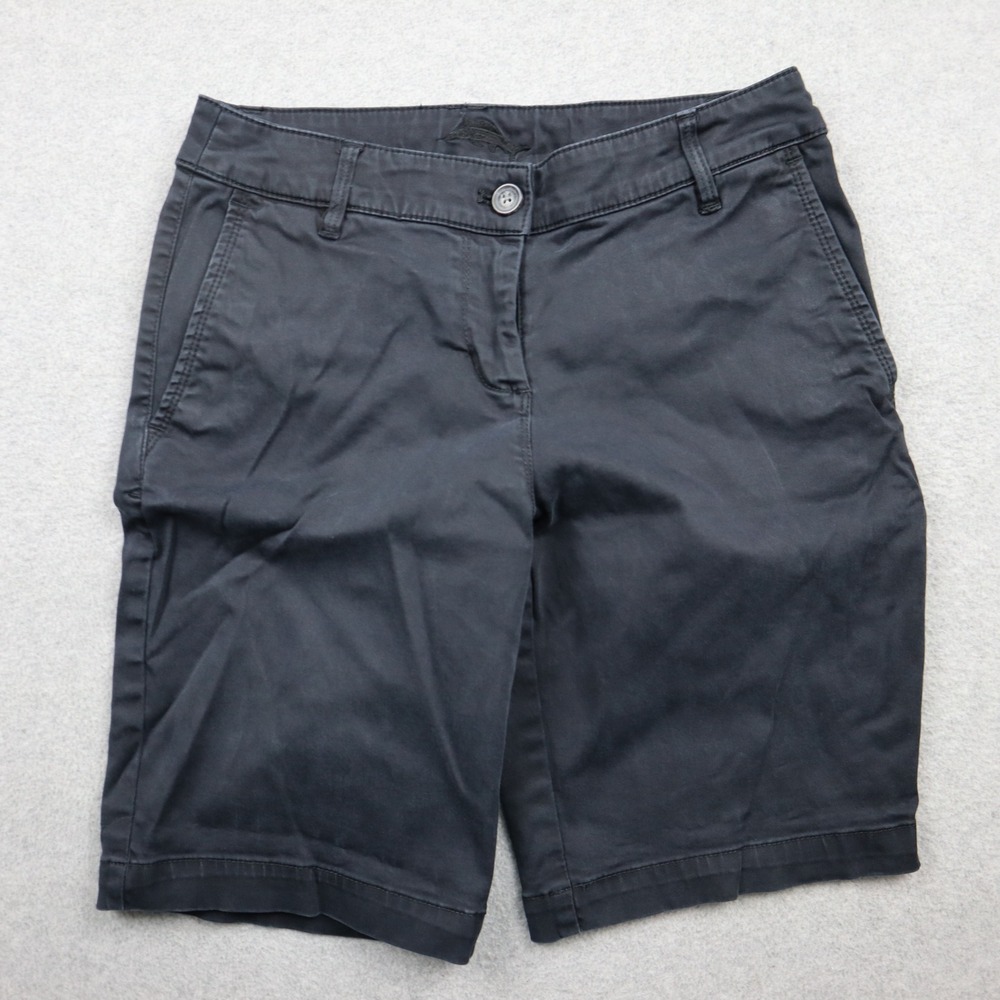 Tommy Bahama Shorts Womens Size 0 Black Chino Tencel Stretch Flex Bermuda Casual